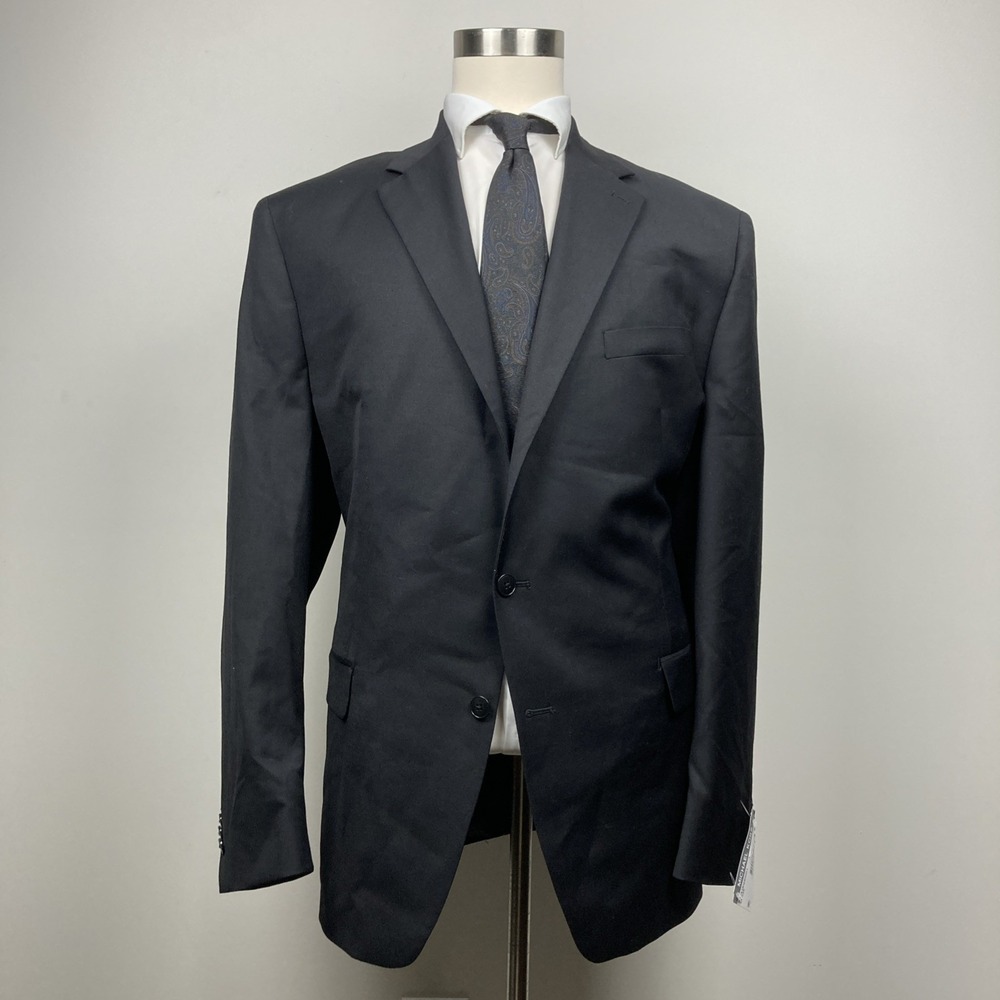 Michael Kors Mens Classic fit Suit Jacket Blazer 48L Black Solid Stretch